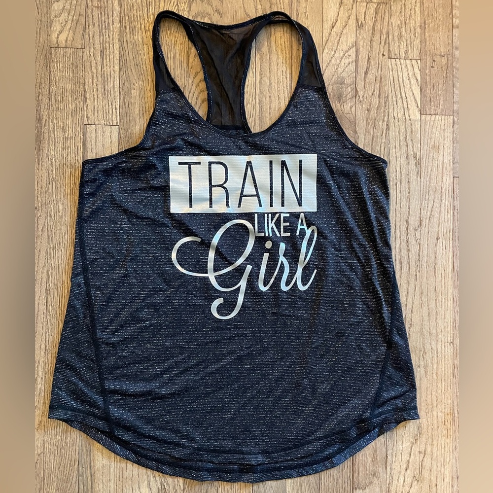 Black Graphic racer back Tank Top